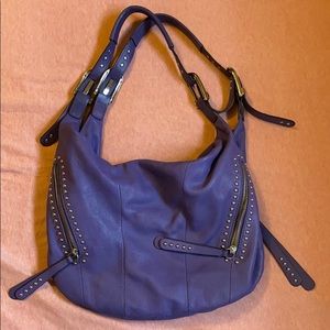 B Makowsky purple leather shoulder bag.